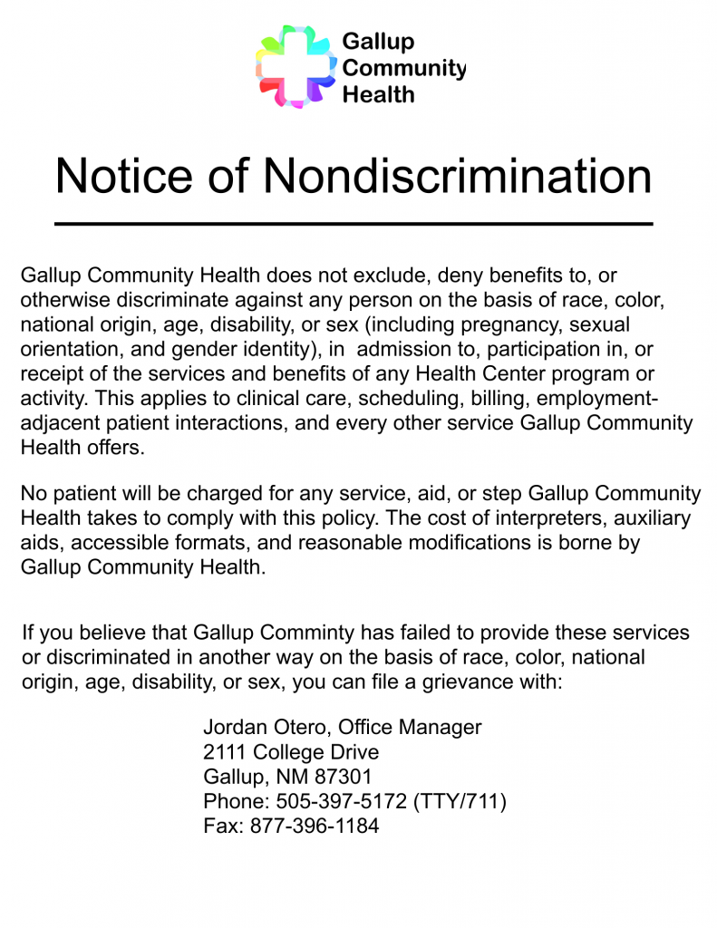 Notice of nondiscrimination